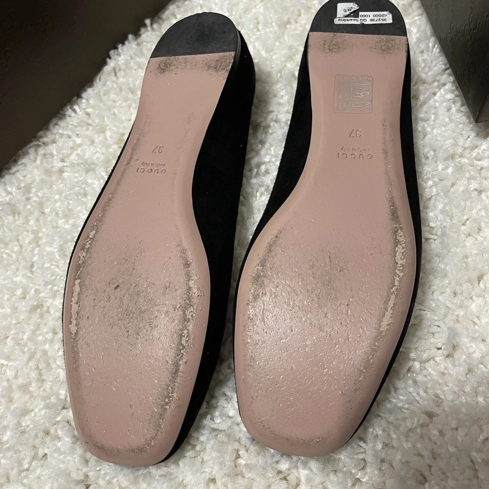 Gucci Loafers Black Velvet Sz 37 - Picture 4 of 9